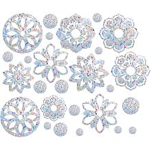 GORGECRAFT 25pcs Mandala Window Clings Anti-Collision Flower Rainbow Window Glass Alert Stickers for Birds Strike Floral Round Decals Non Adhesive Prismatic Vinyl Film for Sliding Doors Windows Glass