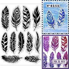 GLOBLELAND Feather Clear Stamps Feather Decorative Clear Stamps Silicone Stamps for Card Making and Photo Album Decor Decoration and DIY Scrapbooking