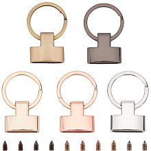 WADORN 5 Colors Key Fob Hardware, 0.87 Inch Keychain Wristlet Clasp with Key Ring Keychain Strap End Fasteners with Screws Key Lanyard Key Chain Webbing Fabric Ribbon Making Hardware Supplies, 5 Sets