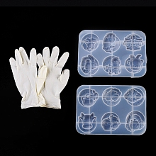 Honeyhandy DIY Silicone Molds, Resin Casting Molds, For UV Resin, Epoxy Resin Jewelry Making, with Disposable Rubber Gloves, Constellation, White, 183x128x20mm, Inner Diameter: 47~58x46~57mm, 2pcs/set