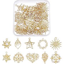 AHANDMAKER 40 Pcs Hollow Dangle Charms with Small Pearl, 10 Style Pearl Flower Star Heart Sun Leaf Shape Embellishments Charms with Imitation Pearl for DIY Jewelry Making Bracelet Necklace Earring