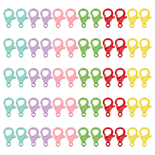 PandaHall Elite 60Pcs 6 Colors Spray Painted Eco-Friendly Alloy Lobster Claw Clasps, Mixed Color, 12.5x8x3mm, Hole: 1.2mm, 10pcs/color