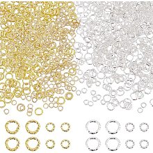 PandaHall Elite 1000pcs Closed Jump Rings 4.5mm 3mm Metal Ring Cabochons Jewelry Making Rings Round Nail Art Cabochons for DIY Earring Necklace Bracelet Jewelry Making Nail Art, Golden/Silver