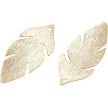 BENECREAT 30Pcs Real 24K Gold Plated Brass Leaf Charm Pendants for DIY Necklace Bracelet Jewelry Making, Hole: 1.2mm