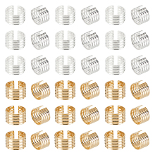 DICOSMETIC 60Pcs 2 Colors Ear Cuff Earrings Brass Column Cartilage Earring Wraps Golden and Silver Open Grooved Column Cuff Earrings Non-Piercing Fake Helix Cartilage Cuff Earrings for Men Women