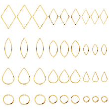 SUPERFINDINGS 120Pcs 4 Style Brass Linking Rings Charms Golden Open Bezel Charms Connectors Blank Frame Hollow Pendants for Dangle Beading Hoop Jewelry Making