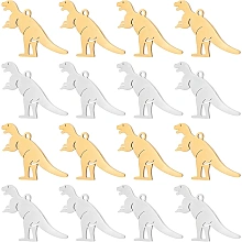 DICOSMETIC 20Pcs 2 Colors Stainless Steel Dinosaur Pendants Golden Color Animal Pendant Charms for Necklace Bracelet Jewelry Making Crafts DIY, Hole: 1.4mm