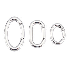 Unicraftale 3Pcs 3 Styles 304 Stainless Steel Spring Gate Rings, Oval Rings, Stainless Steel Color, 18~28x13~16x3mm, inner diameter: 12~21x7~10mm, 1pc/style