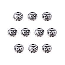 PandaHall Elite 60pcs 8mm Round Spacers Beads Tibetan Alloy Metal Charms Beads Antique Silver for Bracelet Jewelry Making, Hole: 1.5mm