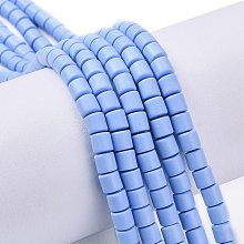 Honeyhandy Handmade Polymer Clay Bead Strands, Column, Medium Slate Blue, 6.5x6mm, Hole: 1.2mm, about 61pcs/strand, 15.75 inch(40cm)