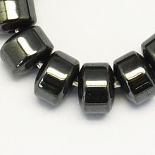 Honeyhandy Non-magnetic Synthetic Hematite Beads Strands, Grade A, Column, Black, 8x6mm, Hole: 1.5mm