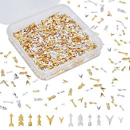 OLYCRAFT Alloy Cabochons, Nail Art Decoration Accessories, Making Jewelry Filling for DIY Jewelry, Arrows, Golden & Silver, about 1560pcs/box