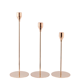 PANDAHALL ELITE Iron Candle Holder, for Taper Candles, Weddings or Parties as Well as Home Decoration, Wine Glass Shape, Champagne YellowGold, 100x217~327mm, Inner Diameter: 22mm; 3pcs/set