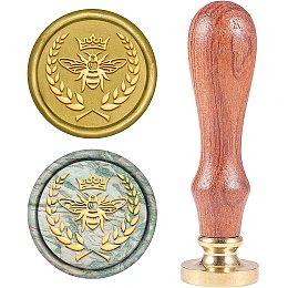 CRASPIRE Wax Seal Stamp Bee Crown Vintage Sealing Wax Stamps 25mm Round Removable Brass Head Sealing Stamp with Wooden Handle for Halloween Wedding Invitations Christmas Xmas Party Gift Wrap