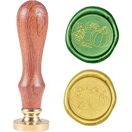 CRASPIRE Wax Seal Stamp Pumpkin Vintage Brass Head Wooden Handle Removable Sealing Wax Seal Stamp 25mm for Embellishment of Envelopes Wedding Invitations Wine Packages