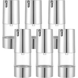 BENECREAT 6 PCS Airless Make-Up Cream Pump Bottle 15ml/0.5fl.oz U-type Pump Silver Vacuum Make-Up Bottle, Refillable Make-Up Bottle for Lotions, Shampoos, And Other Beauty Products