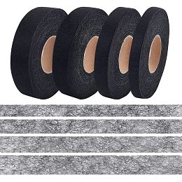 CHGCRAFT 280 Yards 4 Packs Fabric Fusing Tape No Sew Hemming Tape Iron-on Tape Adhesive Hem Tape for DIY Clothing Sewing Accessories, Black Width 15-30mm