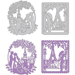 GLOBLELAND 2Pcs Wedding Edge Border Metal Cutting Dies Bride and Groom Stencils for DIY Scrapbooking Wedding Birthday Valentine's Day Card Making Album Envelope Decoration,Matte Platinum