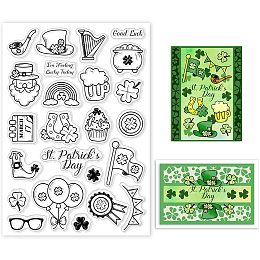 GLOBLELAND St. Patrick's Day Theme Clear Stamps Lucky Grass Rainbow Silicone Stamps Banners Rubber Transparent Rubber Seal Stamps for Card Making DIY Scrapbooking Photo Album Decoration