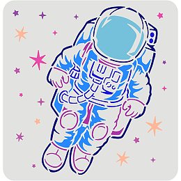 FINGERINSPIRE Astronaut Stencil 11.8x11.8inch, Space Theme Drawing Stencil Large Stencil Template with Star, Reusable DIY Stencils for Furniture, Fabric, Canvas, Wood, Floor, Wall, Flat Crafts