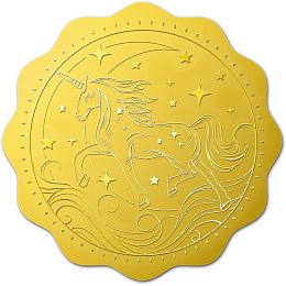 BENECREAT 100pcs Unicorn Gold Foil Certificate Seals, 2" Star Self Adhesive Embossed Stickers Decoration Labels for Envelopes Diplomas Awards Graduation