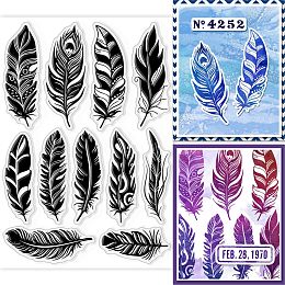 GLOBLELAND Feather Clear Stamps Feather Decorative Clear Stamps Silicone Stamps for Card Making and Photo Album Decor Decoration and DIY Scrapbooking