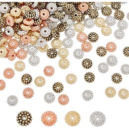 about 1000Pcs 4 Colors Assorted Spacer Bead Plastic Flower Spacer Beads Electroplated Loose Beads Tibetan Gear Bicone Flower Beads for DIY Bracelet Necklace Jewelry Making Supplies