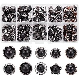 NBEADS 100 Pcs Black Faux Pearl Buttons, 10 Styles Retro Plastic Pearl Buttons with Shank Round Embellishments Sewing Crafts Buttons for Clothes Shirts Suits Coats Sweaters Wedding Dress