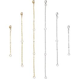 UNICRAFTALE 6 pcs 2 Colors 69-180mm Necklace Extenders Chain Extenders with Lobster Claw Clasp Brass Necklace Bracelet Anklet Extender Extension Chains Golden Metal Colors Jewelry Making Chains