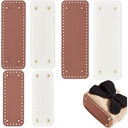 PandaHall Elite Leather Purse Bottom for Crochet, 6pcs Bag Bottoms 3 Sizes Rectangle Knitting Crochet Bags Bottom Shaper with Holes for DIY Crochet Bag Shoulder Bags Purse Making, White/Coffee