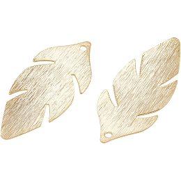 BENECREAT 30Pcs Real 24K Gold Plated Brass Leaf Charm Pendants for DIY Necklace Bracelet Jewelry Making, Hole: 1.2mm