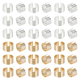 DICOSMETIC 60Pcs 2 Colors Ear Cuff Earrings Brass Column Cartilage Earring Wraps Golden and Silver Open Grooved Column Cuff Earrings Non-Piercing Fake Helix Cartilage Cuff Earrings for Men Women