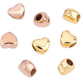 DICOSMETIC 8Pcs 10.5mm 2 Colors Stainless Steel Heart European Beads Heart Large Hole Beads Spacer Beads Metal Heart Loose Beads 5mm Hole Valentine's Day Beads for Jewelry Making DIY Findings