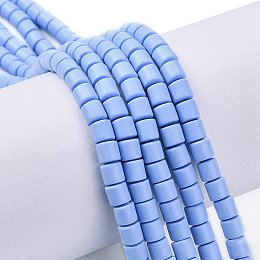 Honeyhandy Handmade Polymer Clay Bead Strands, Column, Medium Slate Blue, 6.5x6mm, Hole: 1.2mm, about 61pcs/strand, 15.75 inch(40cm)