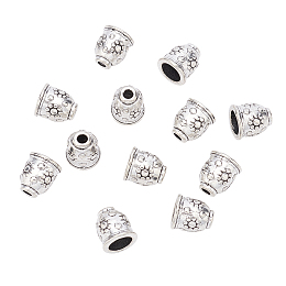 SUPERFINDINGS Tibetan Style Alloy Cord End Caps, Lead Free, Antique Silver, 11x10mm, Hole: 3mm, 50pcs/box