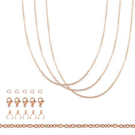 Unicraftale DIY Pendant Necklace Making Kits, Include 304 Stainless Steel Cable Chain Necklace Makings & Jump Rings & Lobster Claw Clasps & Ice Pick Pinch Bails, Rose Gold, Necklace Making: 17.7 inches(45cm), 6pcs/box