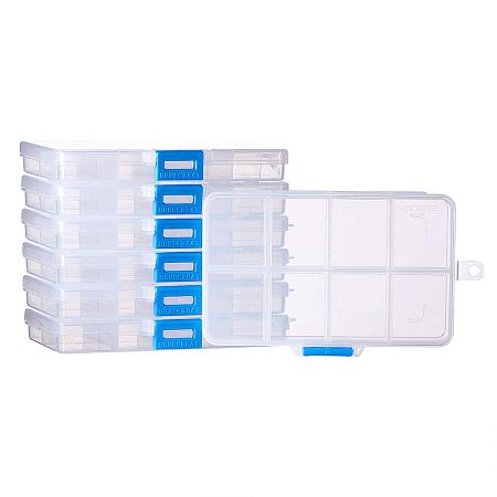 BENECREAT 10PCS 8 Grids Plastic Divider Organizer Jewelry Tool Box Container for Beads Buttons Pins and Other Small Parts - 5.1x3.14x0.7 inch, Compartment: 1.37x1.18x0.6 inch