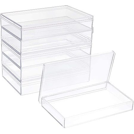 BENECREAT 6 Pack 5.6x3.5x1 Large High Transparency Plastic Storage Box Containers with Lids for Beads, Coins, Candy and Other Craft Jewelry Accessories