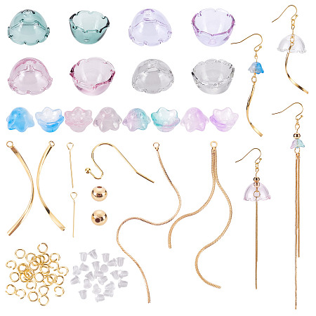 PandaHall Elite 114pcs Earring Making Kit Flower Tassel Earring Wind Chime Earrings Making Set Glass Beads Earring Hooks Tassel Pendants Charms with Jewelry Accessories for Earring Jewelry Making