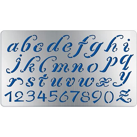 BENECREAT Alphabet Letter Number Stainless Steel Stencils 17.7x10.1cm/7x4 Inch Metal Stencil Templates Tool for Wood Burning, Pyrography, Engraving and Crafting