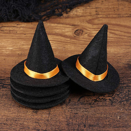 Honeyhandy Halloween Theme Cloth Witch Hat, for Doll Party Decorate, Black, 80x70mm