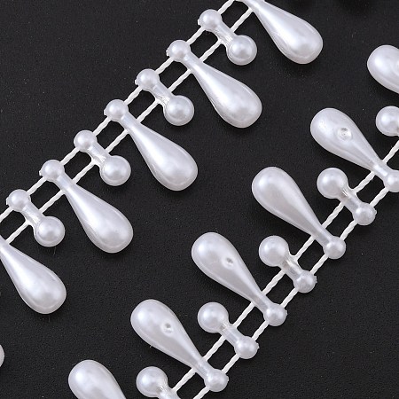 OLYCRAFT Plastic Teardrop Charm Chain, for Doll Dress Decoration Waist Chains Making, with Spool, White, 15x4.5mm, about 49.21 Feet(15m)/Roll