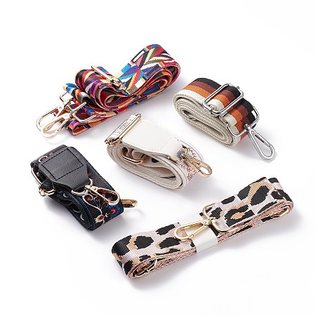 Polyester Bag Straps, with Alloy Swivel Clasps, for Bag Replacement Accessories, Mixed Color, 88~145x3.7~3.9x0.15~0.2cm