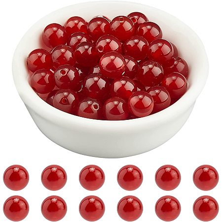 Arricraft About 96 Pcs Nature Stone Beads 8mm, Natural Red Agate Round Beads, Gemstone Loose Beads for Bracelet Necklace Jewelry Making (Hole: 1mm)
