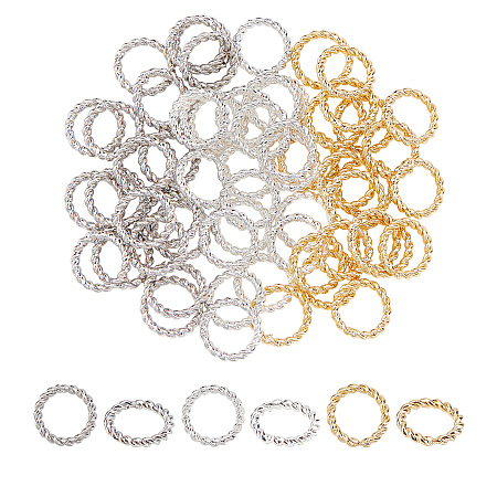 PandaHall Elite 60Pcs 3 Colors Brass Soldered Jump Rings, Ring, Mixed Color, 8x1mm, Hole: 5.5mm, 20pcs/color