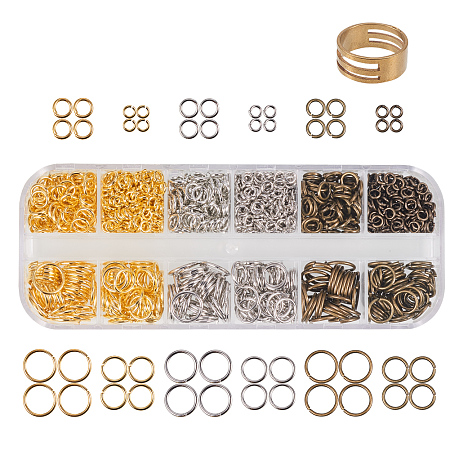 PandaHall Elite About 1290 Pcs Brass Open Jump Rings O Ring Unsoldered Diameter 4mm 6mm 8mm 10mm Jewelry Making 3 Colors