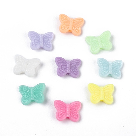 Arricraft Opaque Acrylic Beads, Butterfly, Mixed Color, 11x14x3.5~4mm, Hole: 1.6mm, about 1800pcs/500g