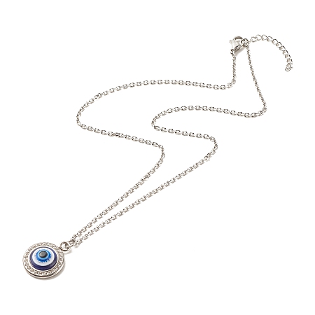 Honeyhandy Stainless Steel Evil Eye Pendant Necklace for Women, Stainless Steel Color, 17.99 inch(45.7cm)