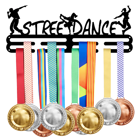 SUPERDANT Street Dance Medals Display Breaking Dance Medal Holders Hipop Dance Medal Wall Mounted Hooks Black Iron for Boys and Girls Dance Competition Medal Holding 40x15cm