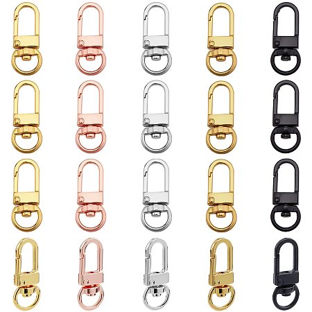 PandaHall Elite Swivel Clasp, 20Pcs 5 Colors Zinc Alloy Lobster Claw Clasps D Rings Metal Swivel Lanyards Trigger Snap Hooks Strap for Keychain Key Rings DIY Bags Jewelry Findings Crafts